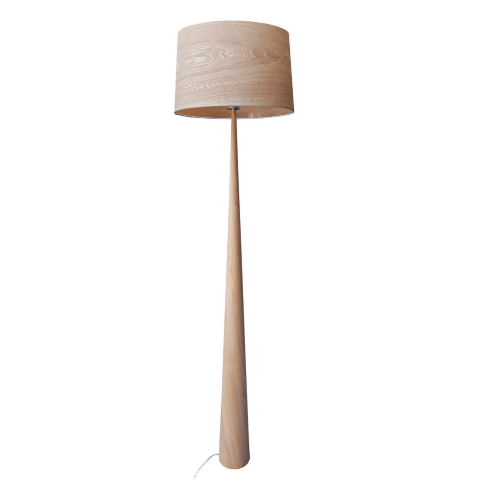 Aluminor Lampadaire Totem - Ampoule Led E27 - 12W - Pied acier laqu - Bois