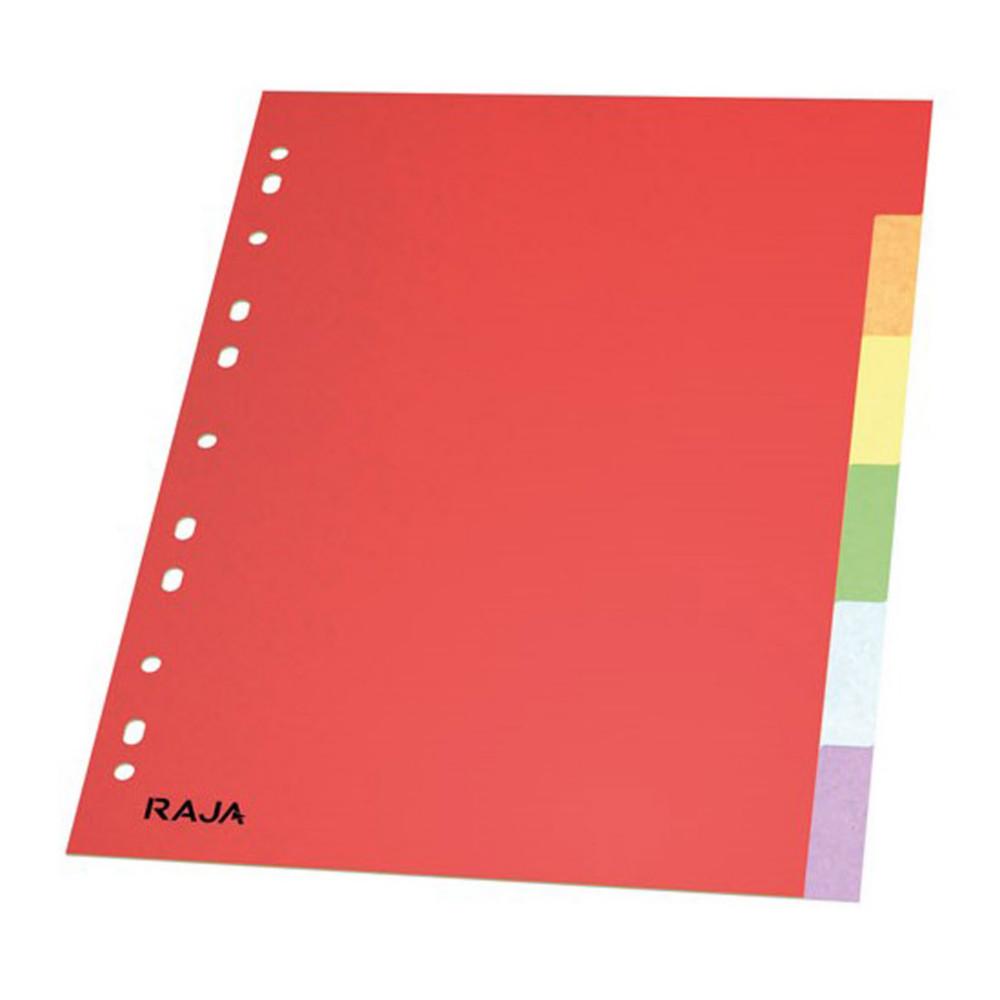 RAJA Intercalaires neutres A4 en carte lustre 225g couleur - 6 onglets