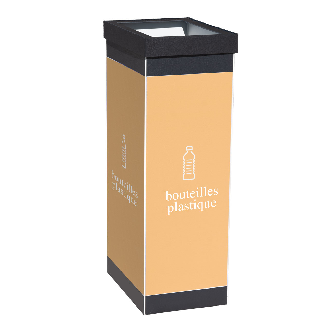 Paperflow Poubelle de tri sélectif pour plastique - 60L - Orange corps Noir