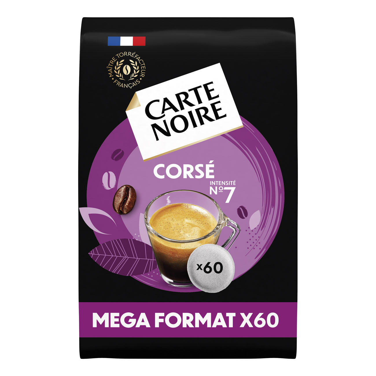 Carte Noire Dosette de café CORSÉ - Intensité 7 - Méga format - Boîte de 60