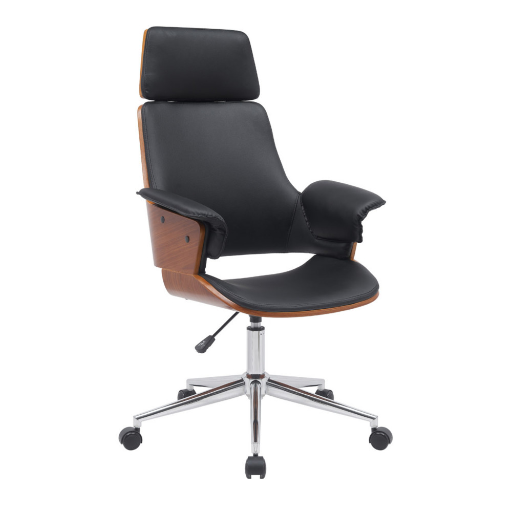 Fauteuil de bureau Octave structure bois revtement polyurthane - Hauteur rglable - Accoudoirs - Appuie-tte