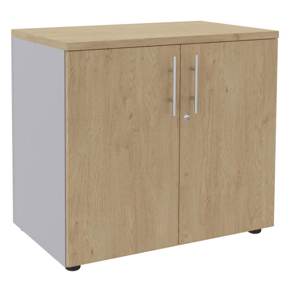 Meuble bas Axiome - L.80 x H.72 cm - 2 portes - Corps Aluminium - Portes Chne
