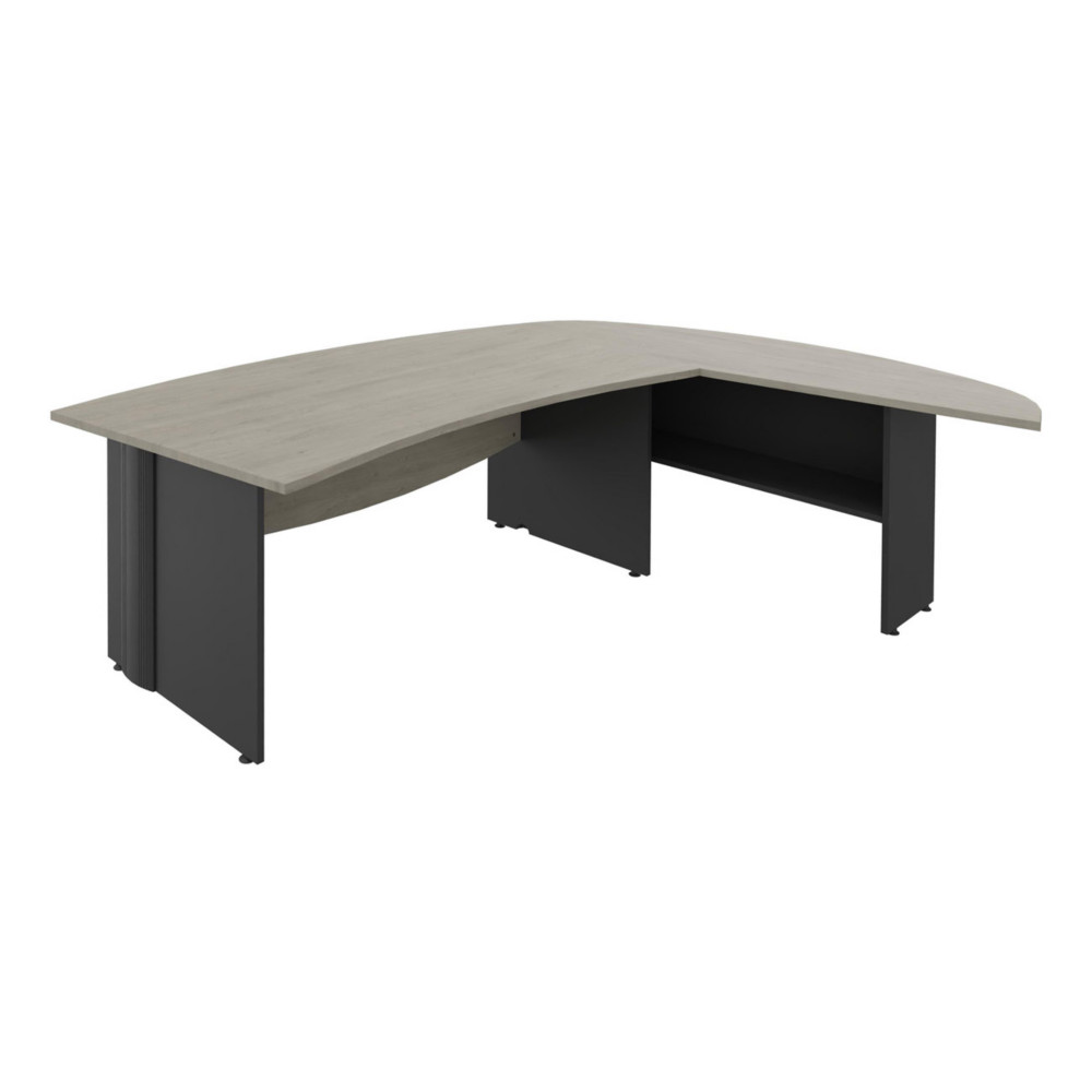 Pack Direction Activity : Bureau + retour courbes L.230 x P.192 cm - Plateau Chne gris - Pieds pleins Anthracite