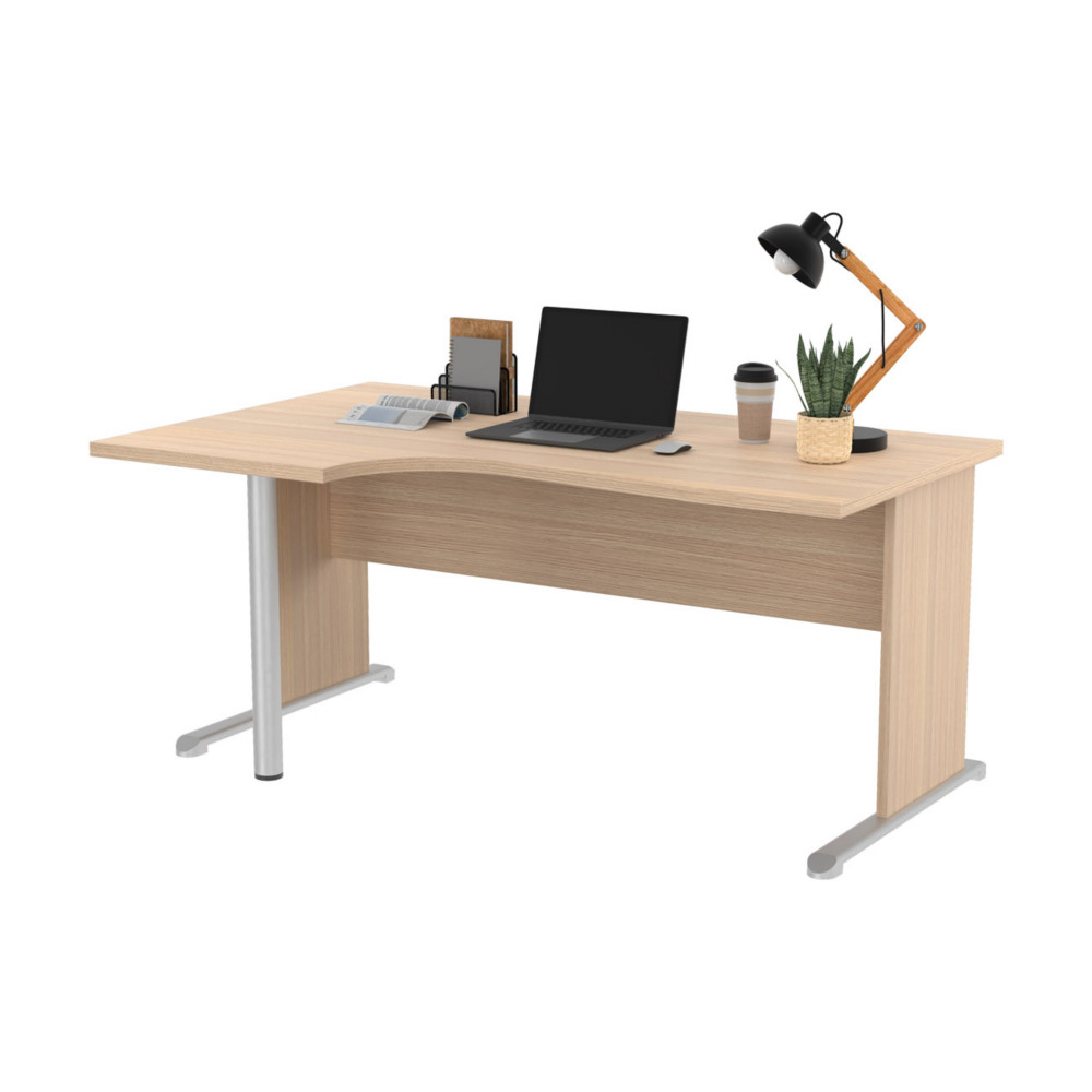 Bureau d'angle compact retour  gauche Pronto Bois - L.160 x P.100 cm - Plateau Chne Canadien - Pieds L Chne