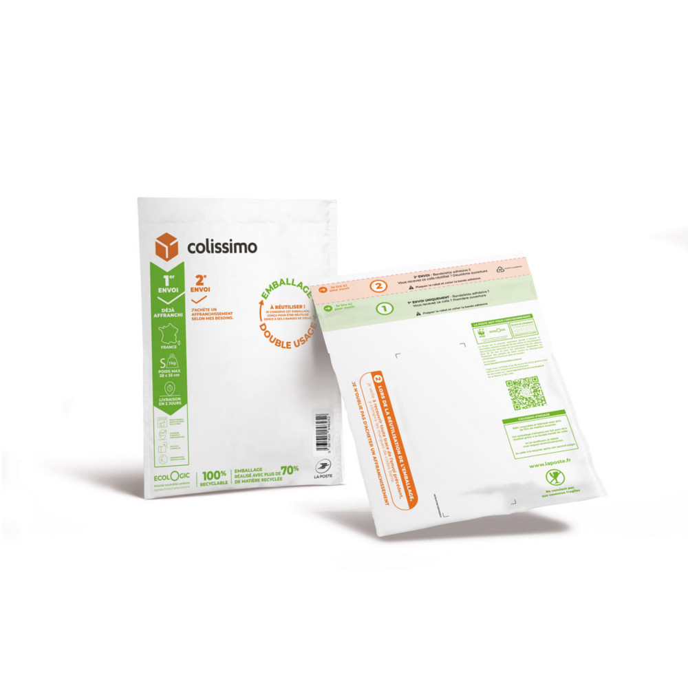 LA POSTE Pochette souple Colissimo Prt  Envoyer - Livraison J+2 - Format  330 x 280 mm - Double usage 1 kg - Lot de 10