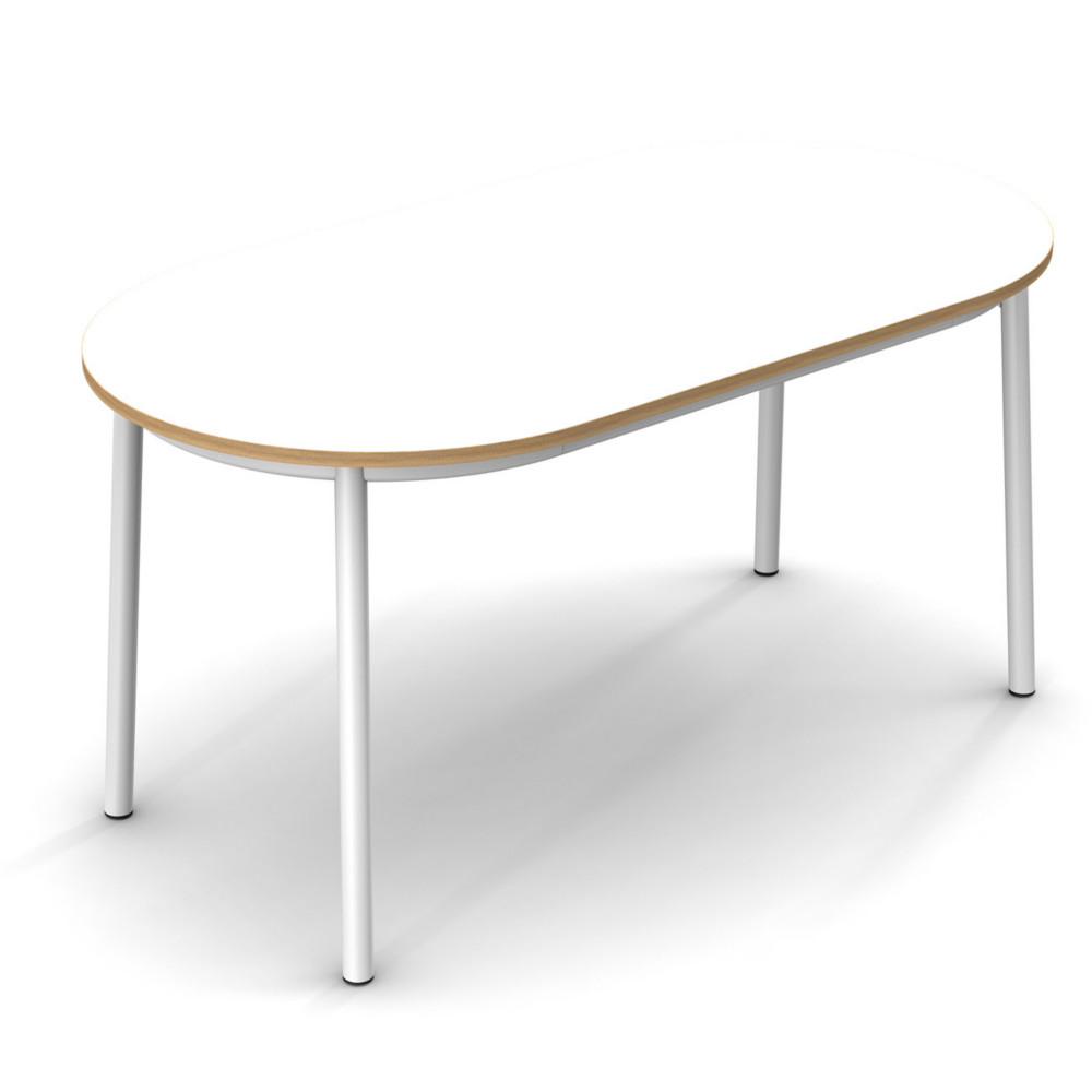 Sokoa Table de restauration ovale Klik H. 74 cm - Plateau Blanc - Pieds Blanc