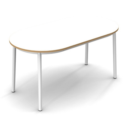 Sokoa Table de restauration ovale Klik H. 74 cm - Plateau Blanc - Pieds Blanc
