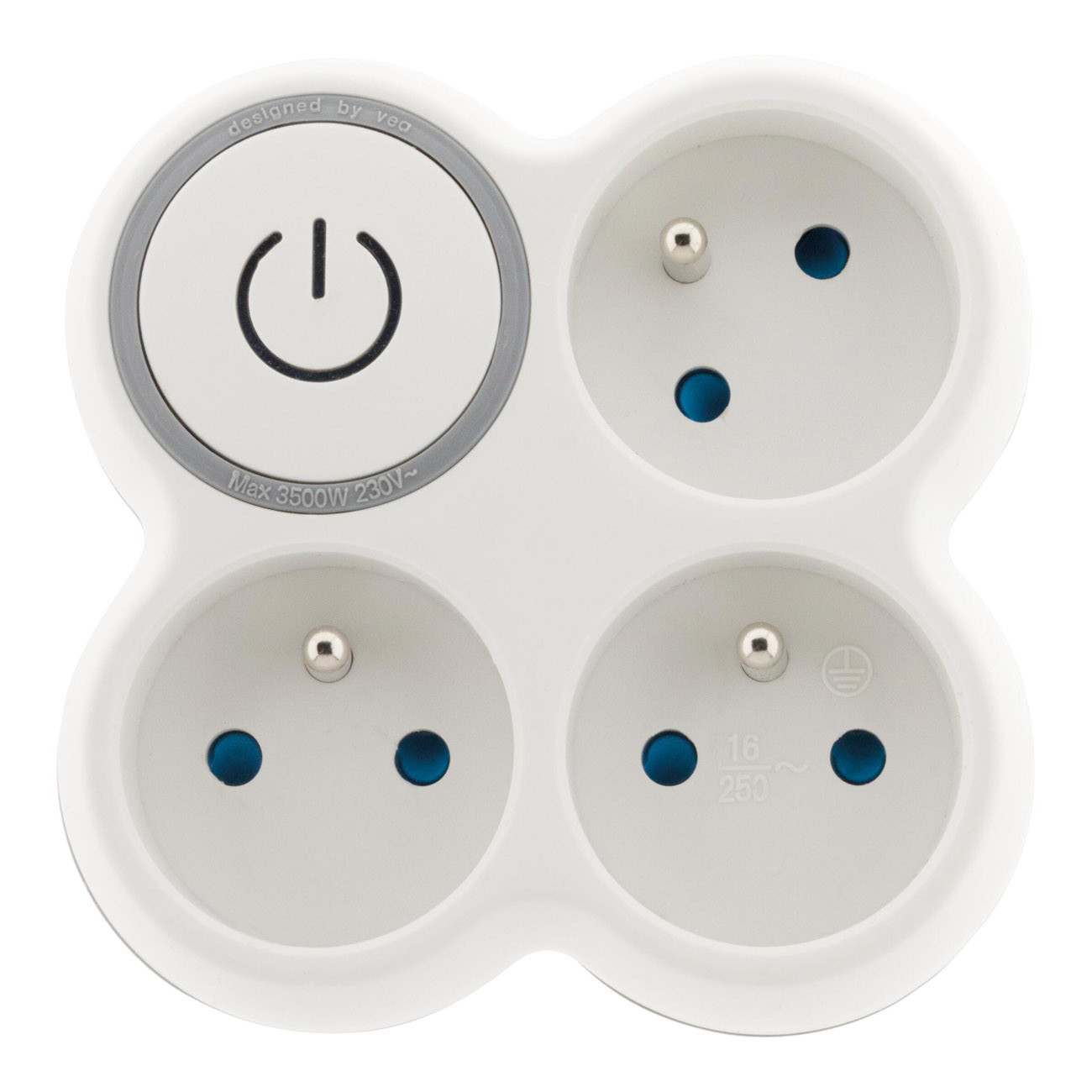 Zenitech Multiprise murale Bloc 3 prises secteur avec interrupteur BOLEA Triplite