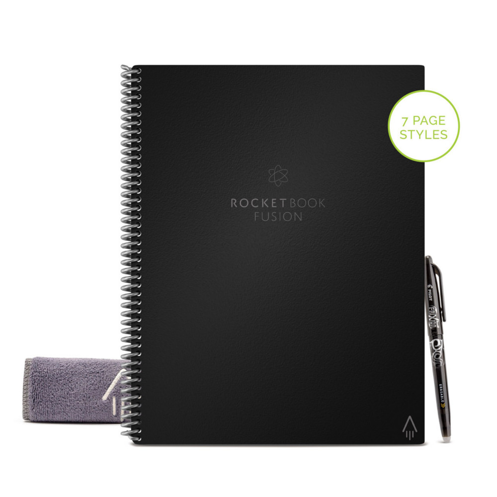 Rocketbook Fusion Cahier  spirale connect rutilisable A4 21 x 29,7 cm - 42 pages - Noir