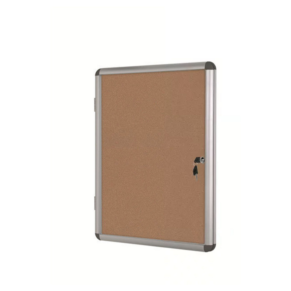Bi-Office Vitrine d'intrieur Enclore porte-battante fond en lige 12 feuilles A4 - Cadre aluminium gris