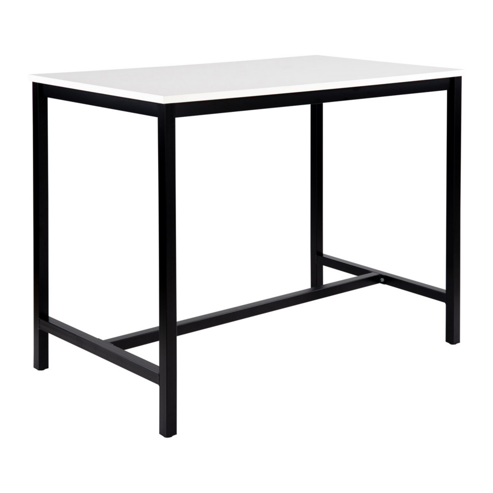 Table haute 110 cm polyvalente Budget 140 x 80 cm - Blanc pieds mtal Noir