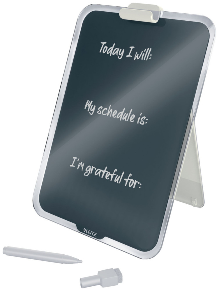 Leitz Chevalet de bureau Cosy effaable en verre  poser format A4 - Gris