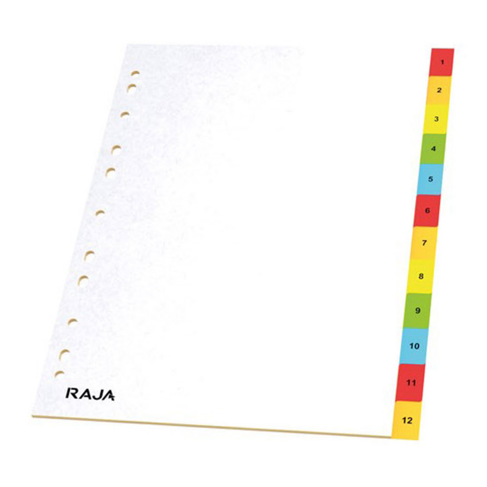 RAJA Intercalaires numriques A4 en polypropylne blanc - 12 divisions couleur
