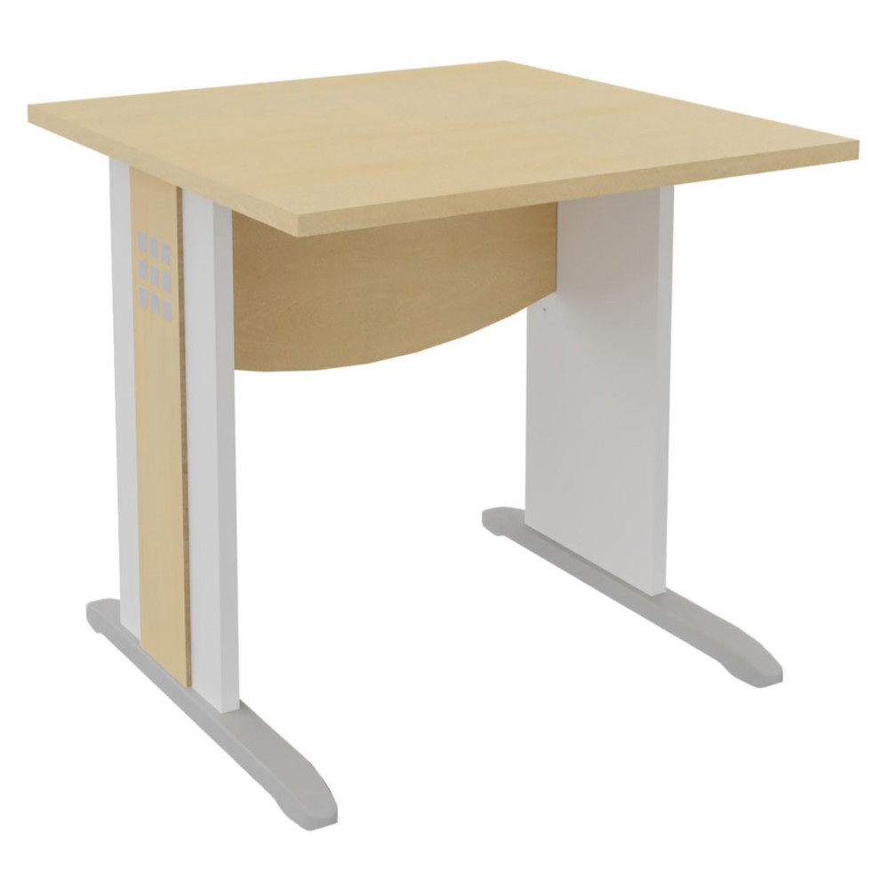 Bureau droit Axiome - L.80 x P.80 cm - Plateau Htre - Pieds L Blanc