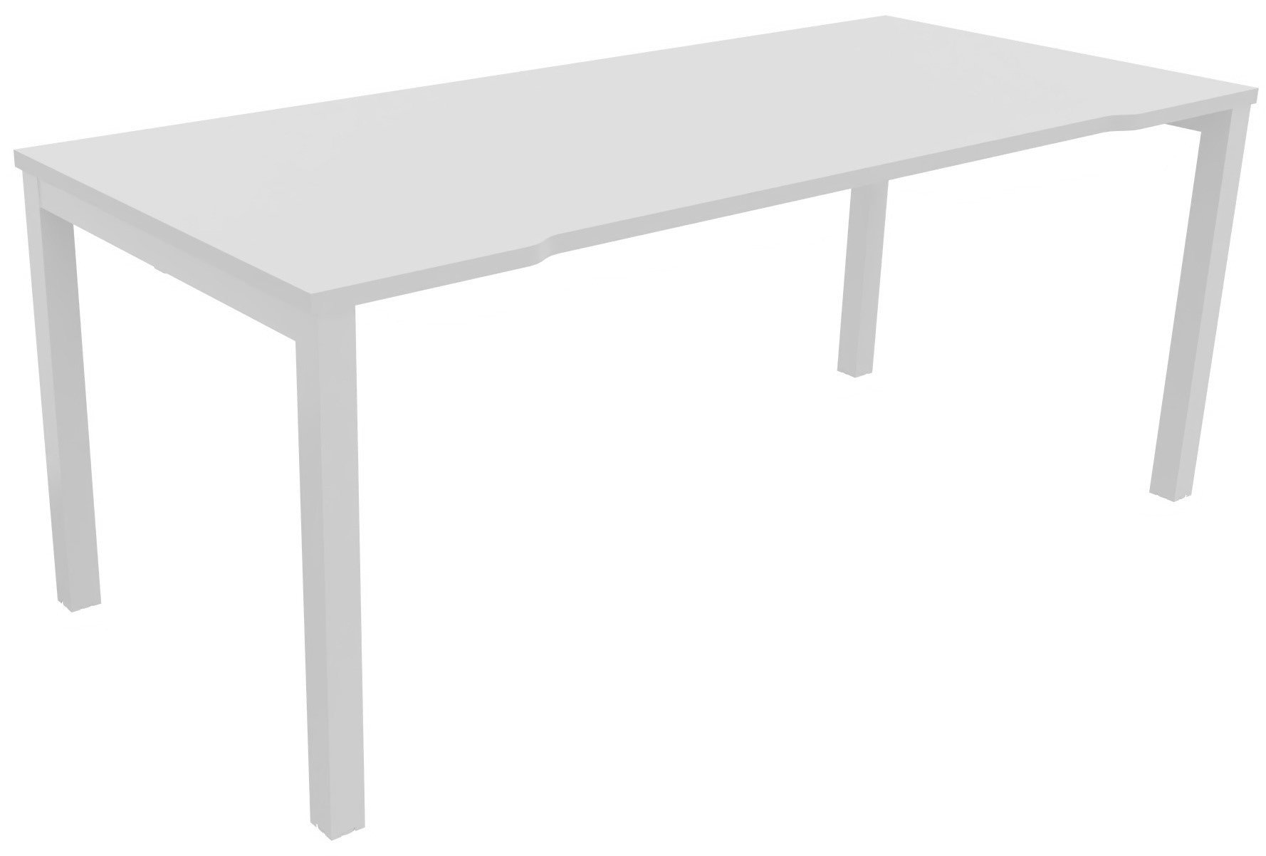 Bureau droit échancré Burocolor - L.180 x P.80 cm - Plateau Blanc - Pieds Blanc