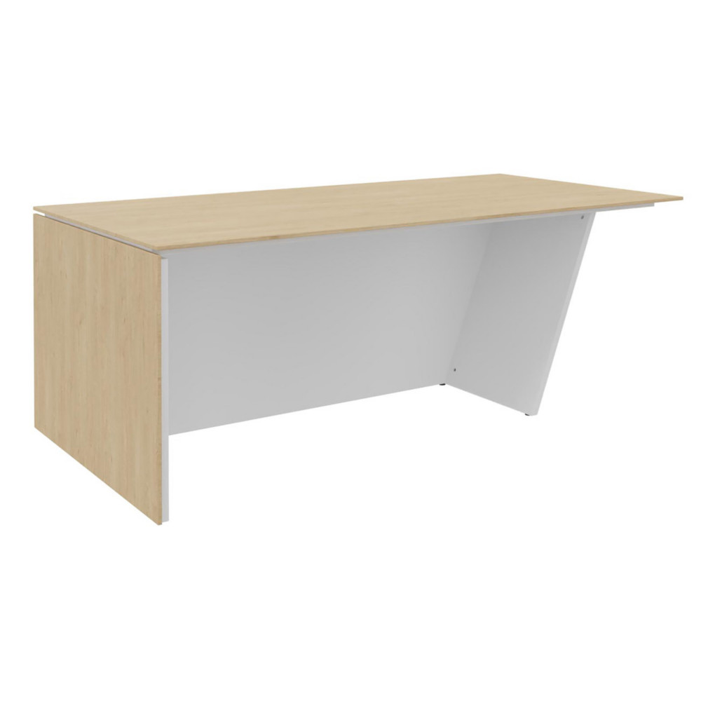Bureau de direction pied vertical  gauche Rha - L. 200 x P. 100 x H. 741 cm - Plateau Chne - Pieds Blanc