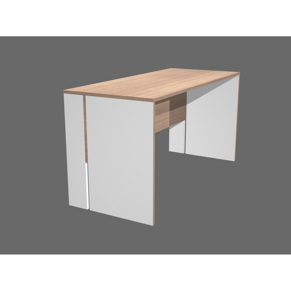 Bureau tltravail Bari plateau cerisier pieds panneaux blancs L.140 x P.60 cm