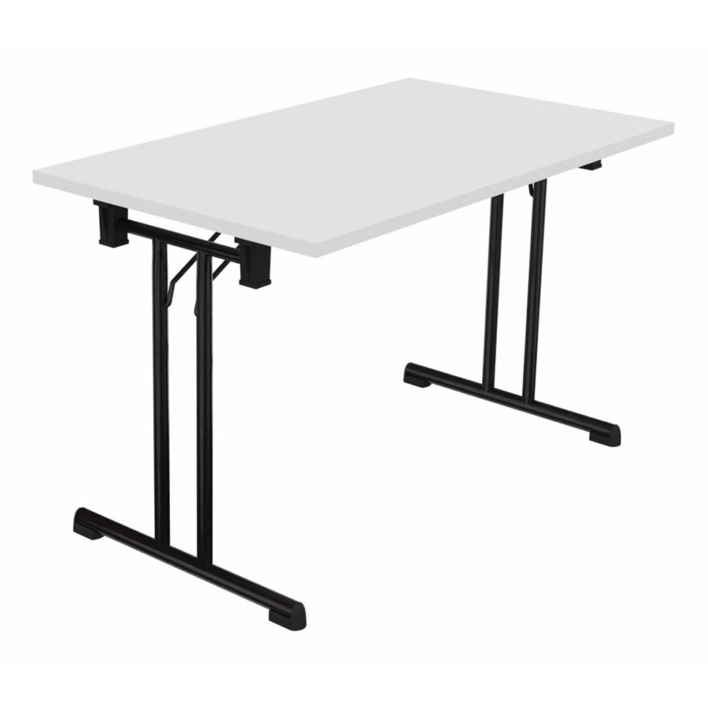 Table pliante polyvalente rectangle L. 120 x P. 70 cm - Plateau Blanc - pieds Noir