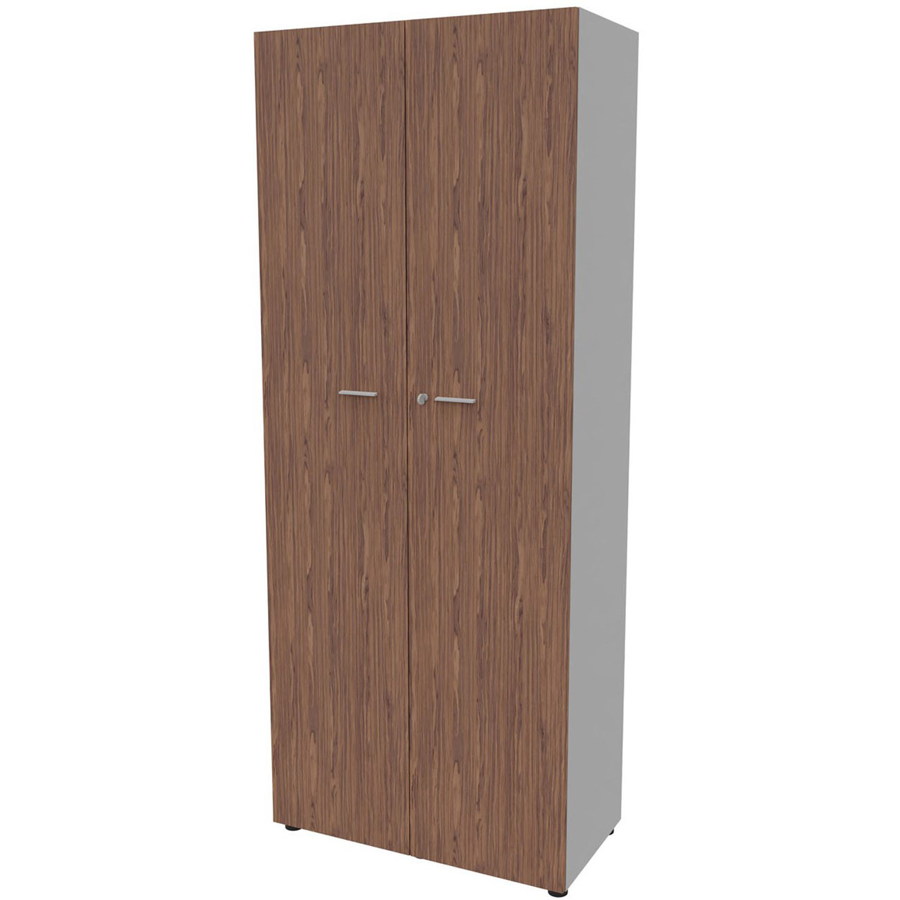 Armoire+haute+portes+battantes+Arold+H.214+x+L.86+cm+-+Noyer+/+Aluminium