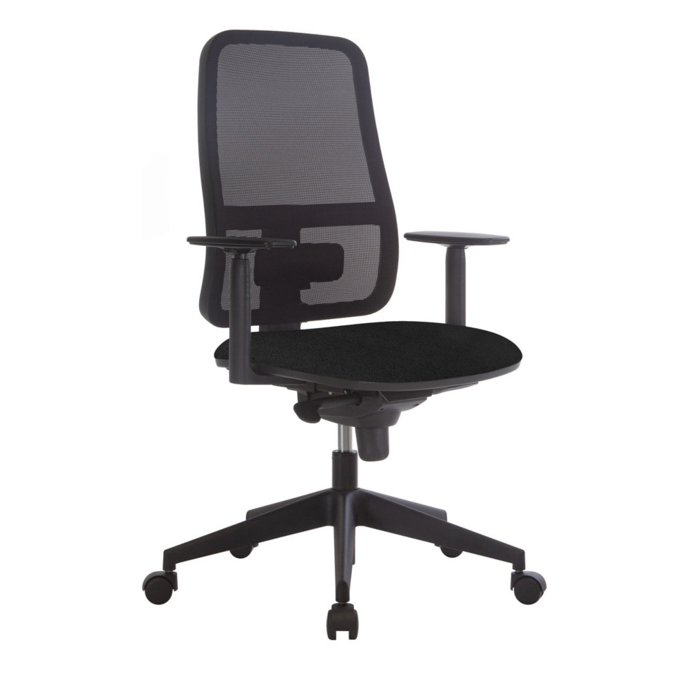 Fauteuil de direction Terence Maille Tissu Noir Hauteur rglable - Accoudoirs Dossier Roulettes