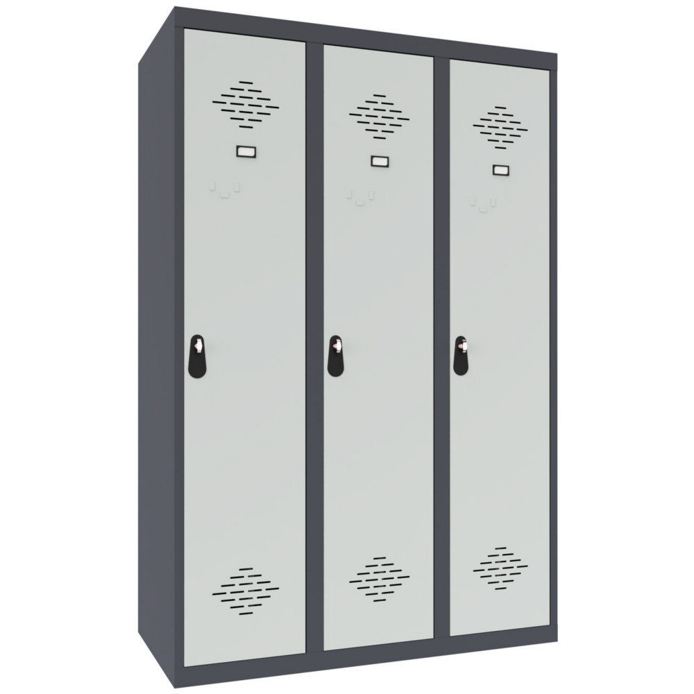 Vestiaire mtal Avantage monobloc industrie salissante 3 colonnes - Largeur 120 cm - Corps Anthracite - Portes Gris