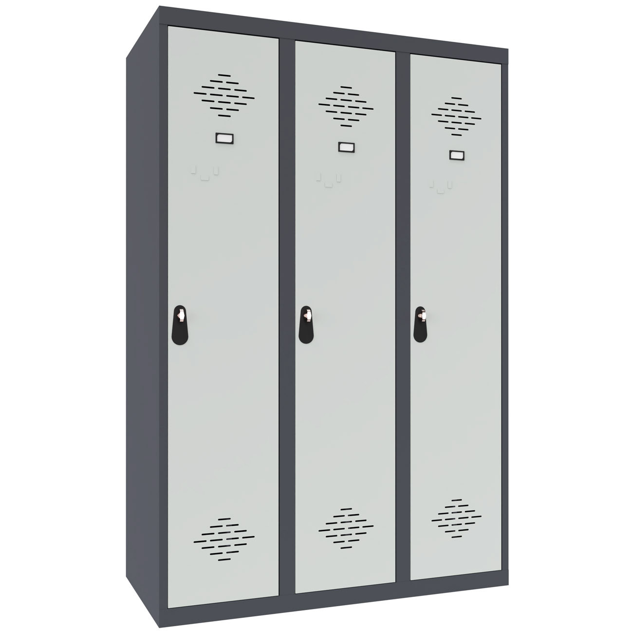 Vestiaire métal Avantage monobloc industrie salissante 3 colonnes - Largeur 120 cm - Corps Anthracite - Portes Gris