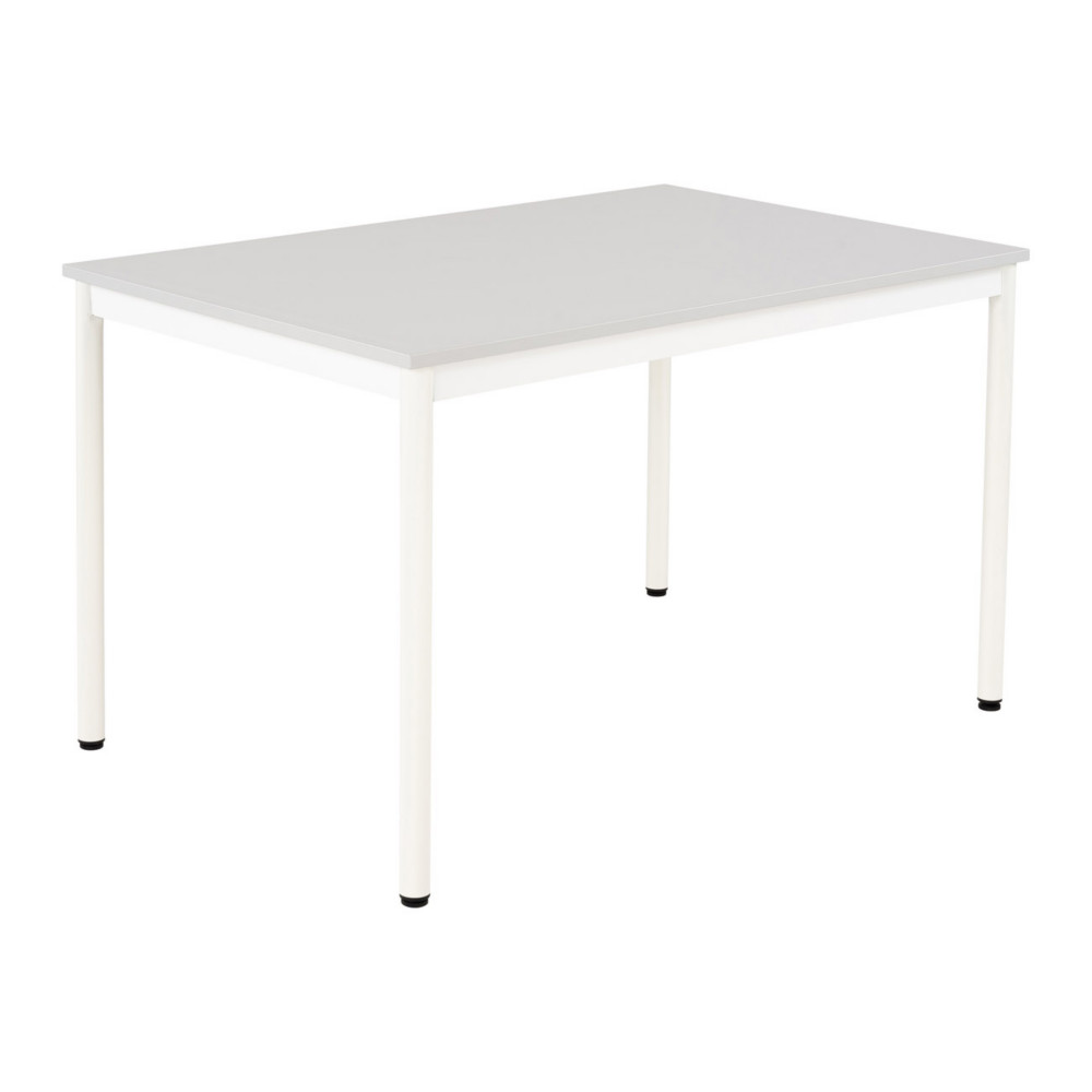 Table de restauration Budget 120 x 80 cm - Plateau stratifi Gris - Pieds mtal Blanc