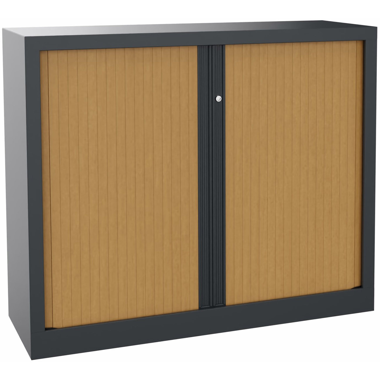 Armoire+à+rideaux+metal+monobloc+Natura+NF+-+H.100+x+L.120+cm+-+Corps+Anthracite+-+Rideaux+Hetre