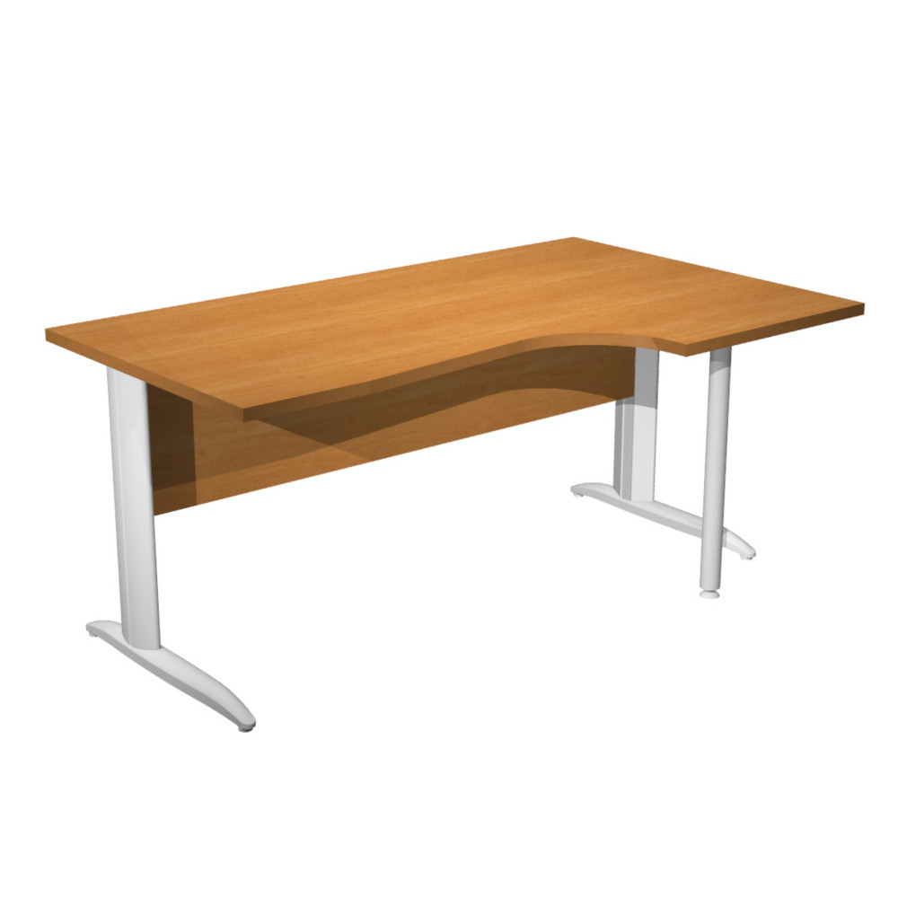 Bureau d'angle compact retour  droite Pronto Mtal - L.160 x P.100 cm - Plateau Aulne - Pieds L Blanc