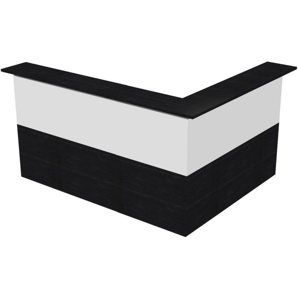Pack Banque d'accueil Ola - Angle 90 + Module haut L.120 cm + Module haut L.80 cm - Noir / Blanc.