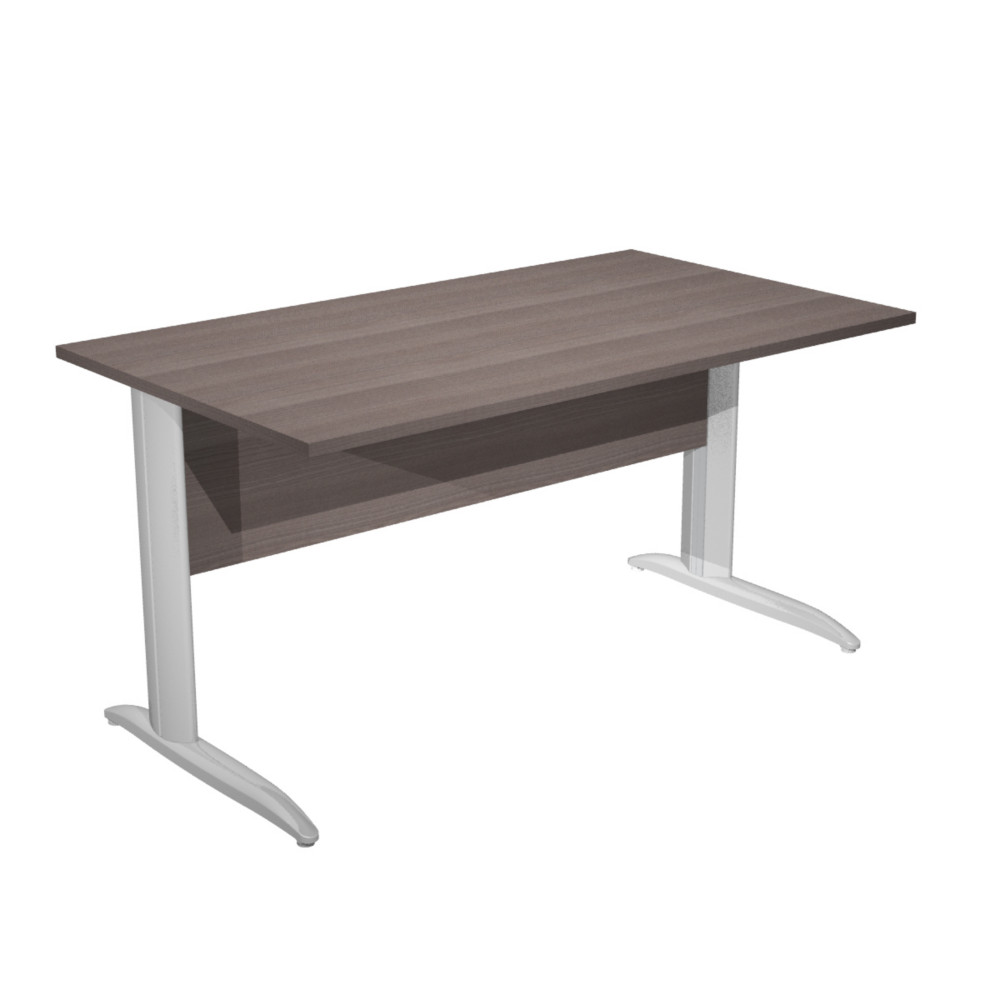 Bureau droit Pronto Mtal - L.140 x P.80 cm - Plateau Cendre - Pieds L Chrome