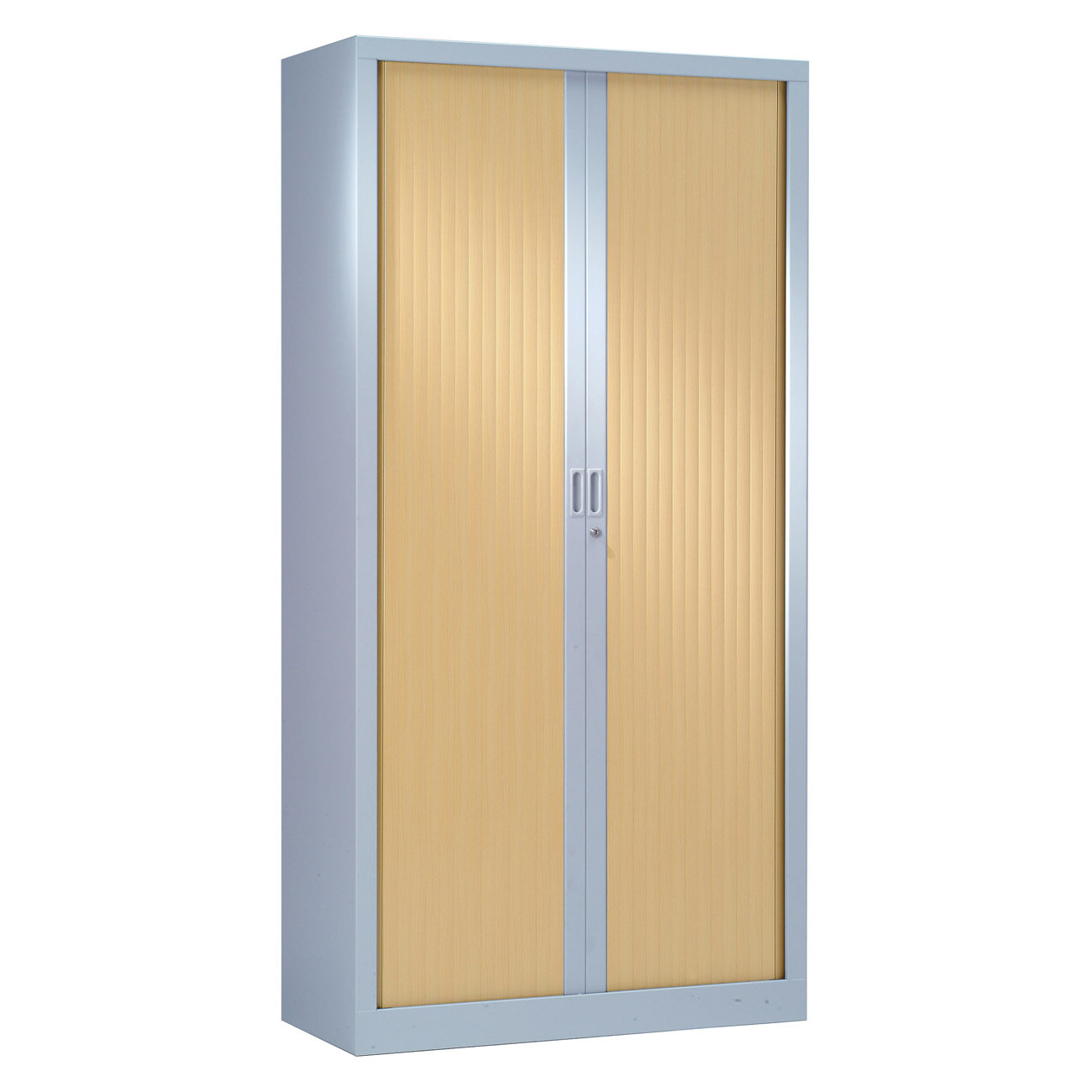 Armoire+à+rideaux+metal+monobloc+Generic+-+H.198+x+L.100+cm+-+Corps+Aluminium+-+Rideaux+Chene