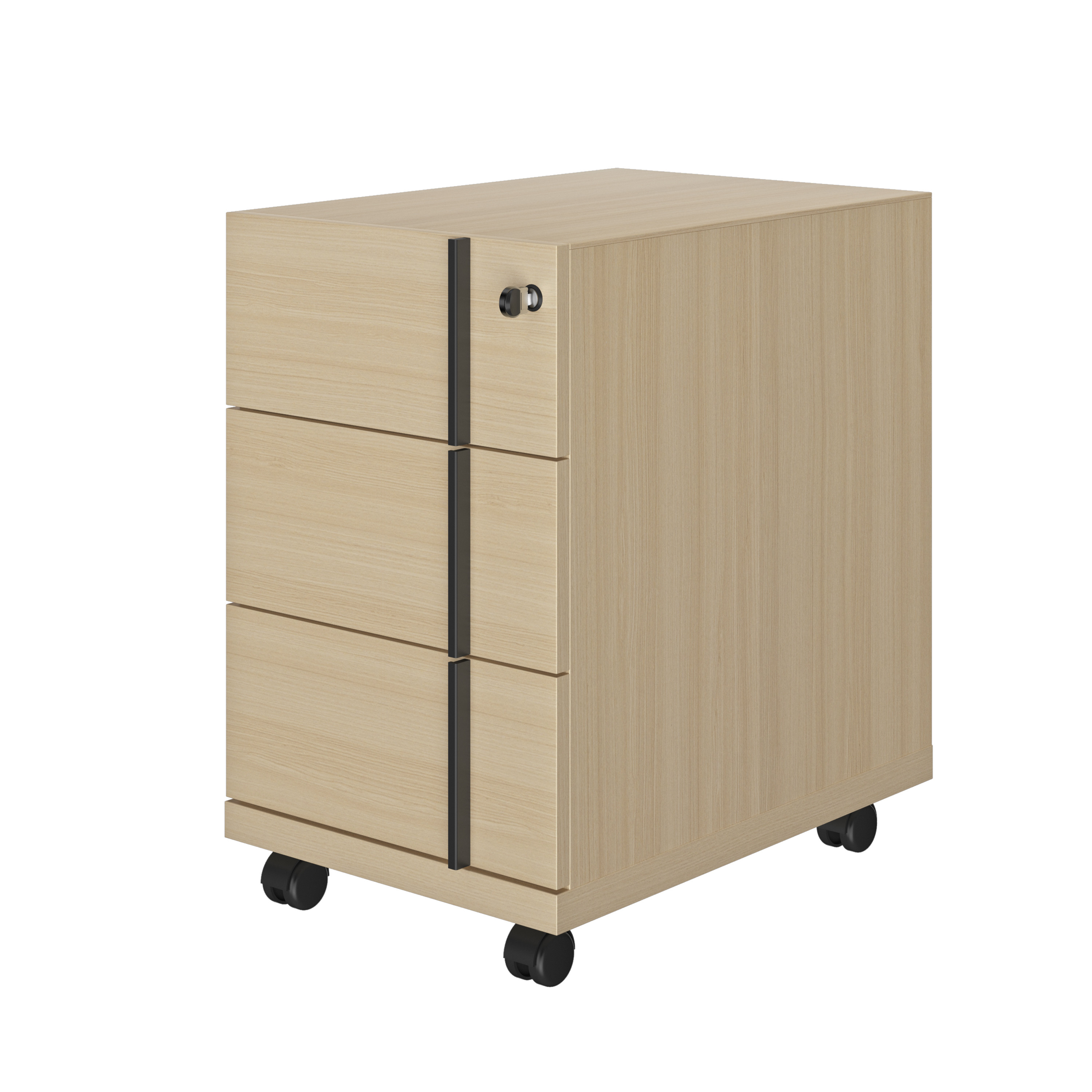 Caisson mobile Fusion - L.42 x P.60 x H.67 cm - 3 tiroirs - Chêne structuré
