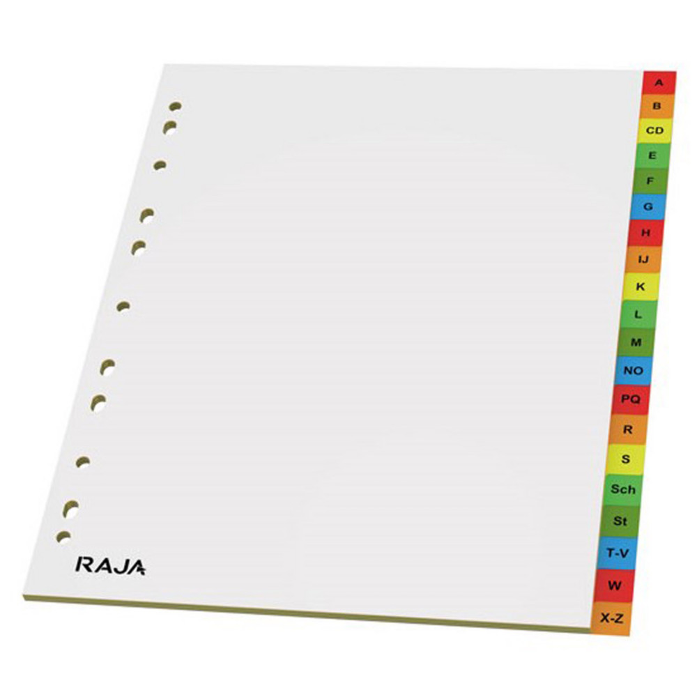 RAJA Intercalaires alphabtiques A4+ en polypropylne blanc - 20 divisions couleur