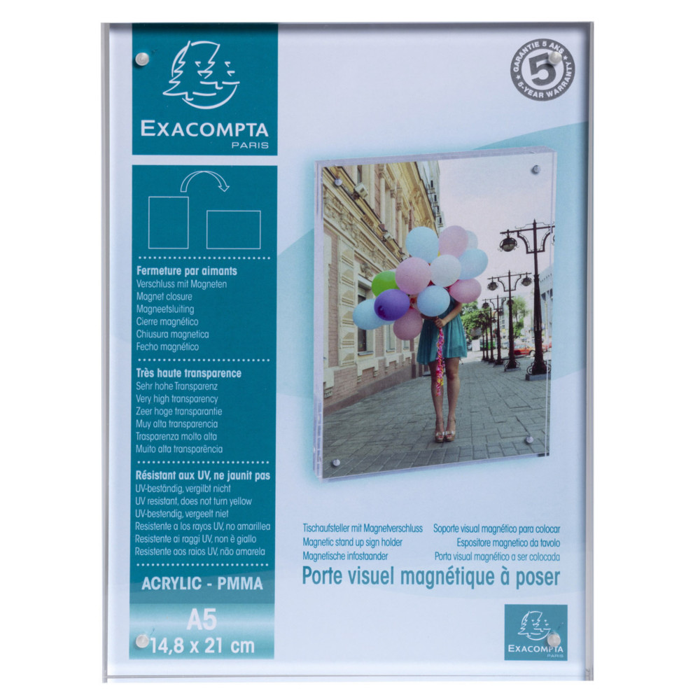 Exacompta Prsentoir de document avec fermeture magntique A5 Cristal - Transparent
