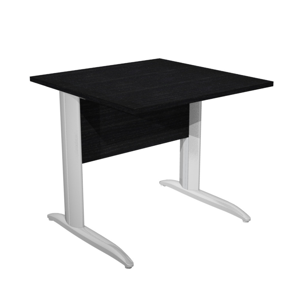 Bureau droit Pronto Mtal - L.80 x P.80 cm - Plateau Noir - Pieds L Chrome
