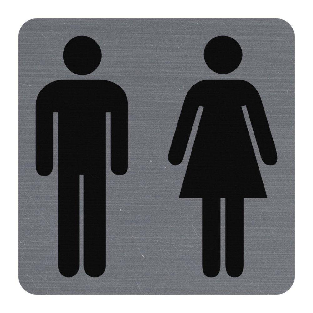 Exacompta Plaque signaltique adhsive carre Toilettes Dame / Homme - Gris / Noir