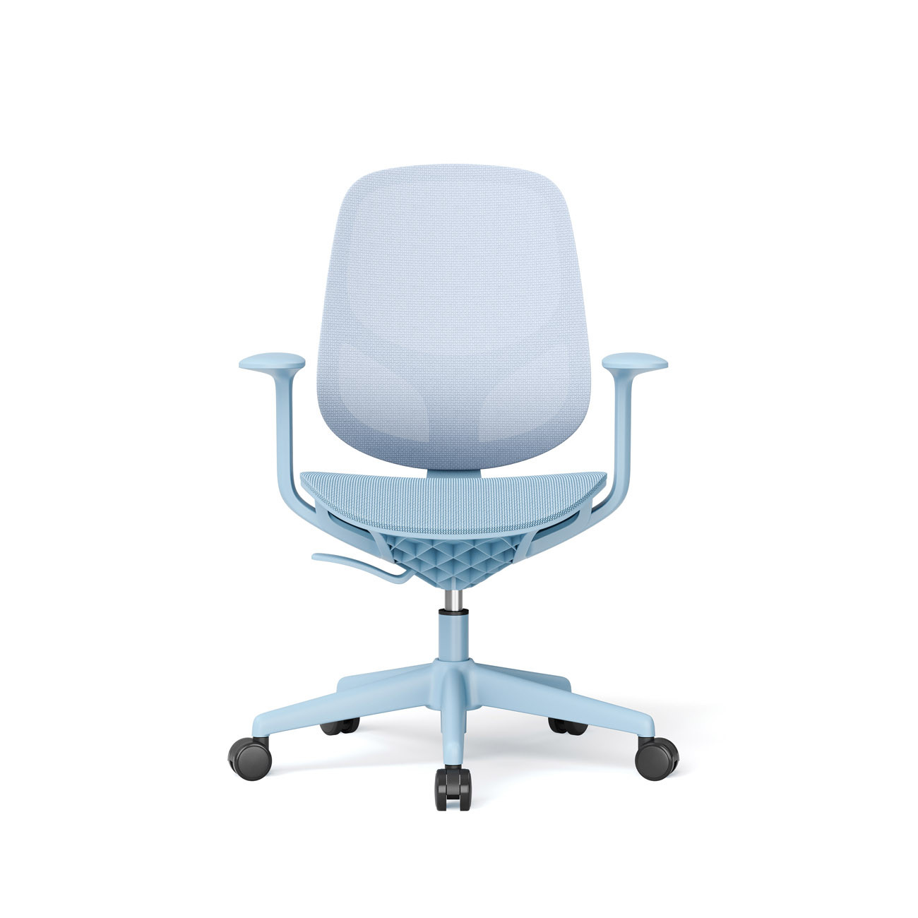 Mondoffice Fauteuil M-Lively assise et dossier Maille avec accoudoirs fixes - Bleu clair