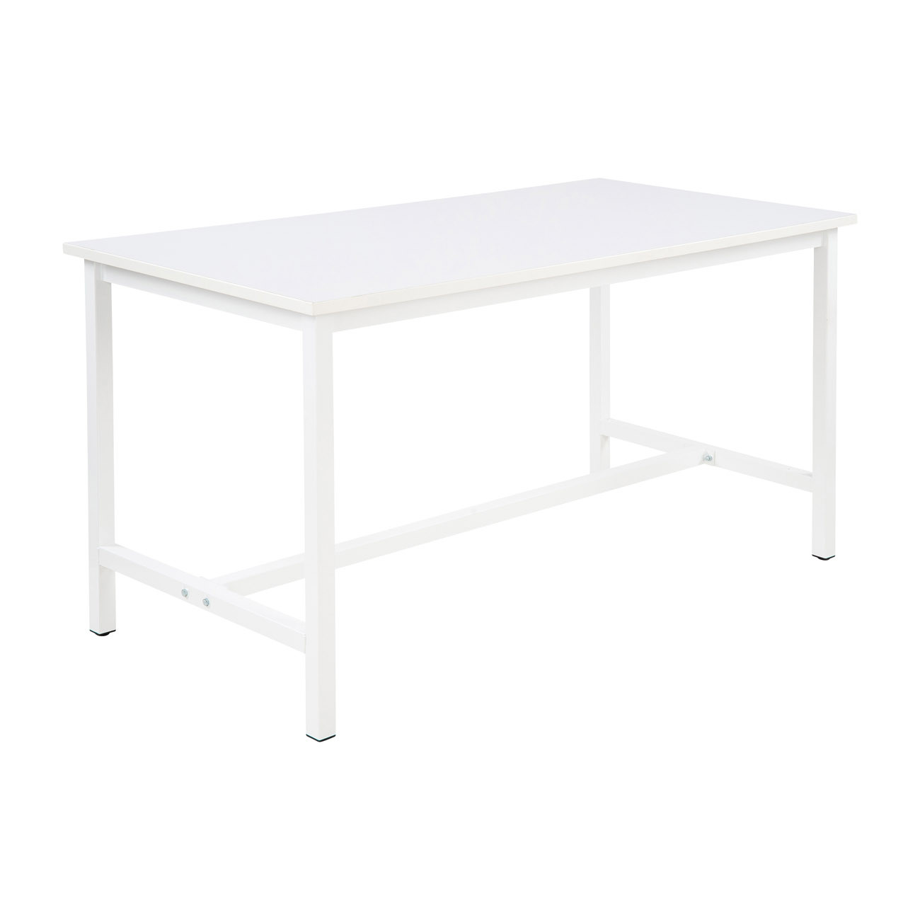 Table haute de travail Budget L.120 x P.80 x H.86 cm - Plateau Blanc - Pieds Blanc