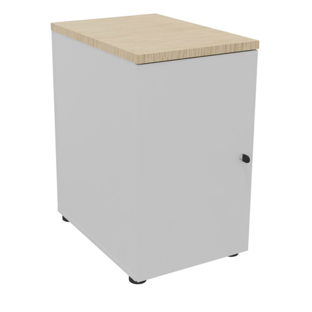 Caisson mlamin hauteur bureau 1 porte battante L.42 x P.60 x H.72 cm - Corps Gris - Top Chne