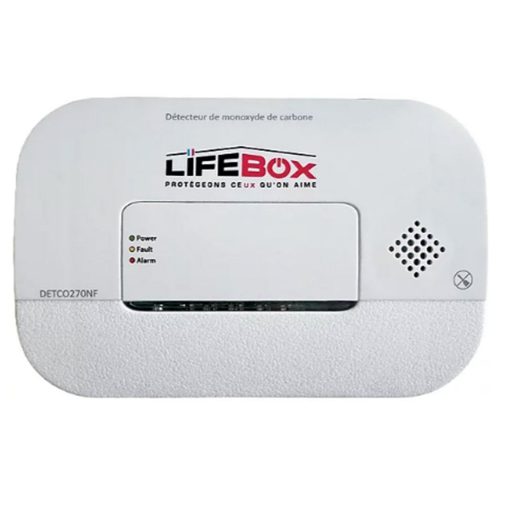 LIFEBOX Dtecteur de monoxyde de carbone NF - Alarme de 85 Dcibels