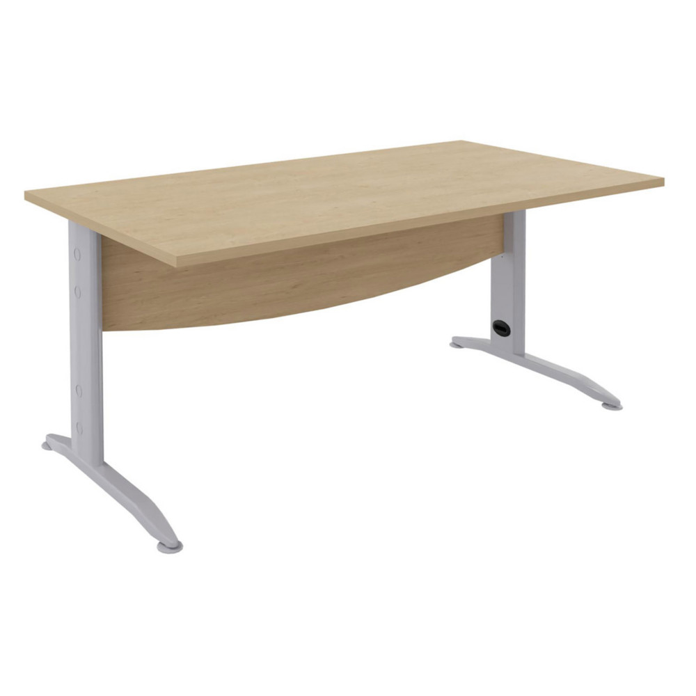 Bureau Droit Activity Mtal - L.140 x P.80 cm - Plateau Chne clair - Pieds L Aluminium