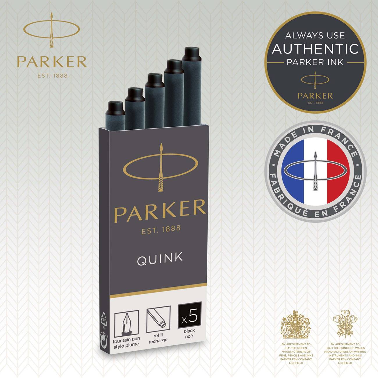 Parker Cartouche d'encre pour stylo plume - Boite de 5 recharges
