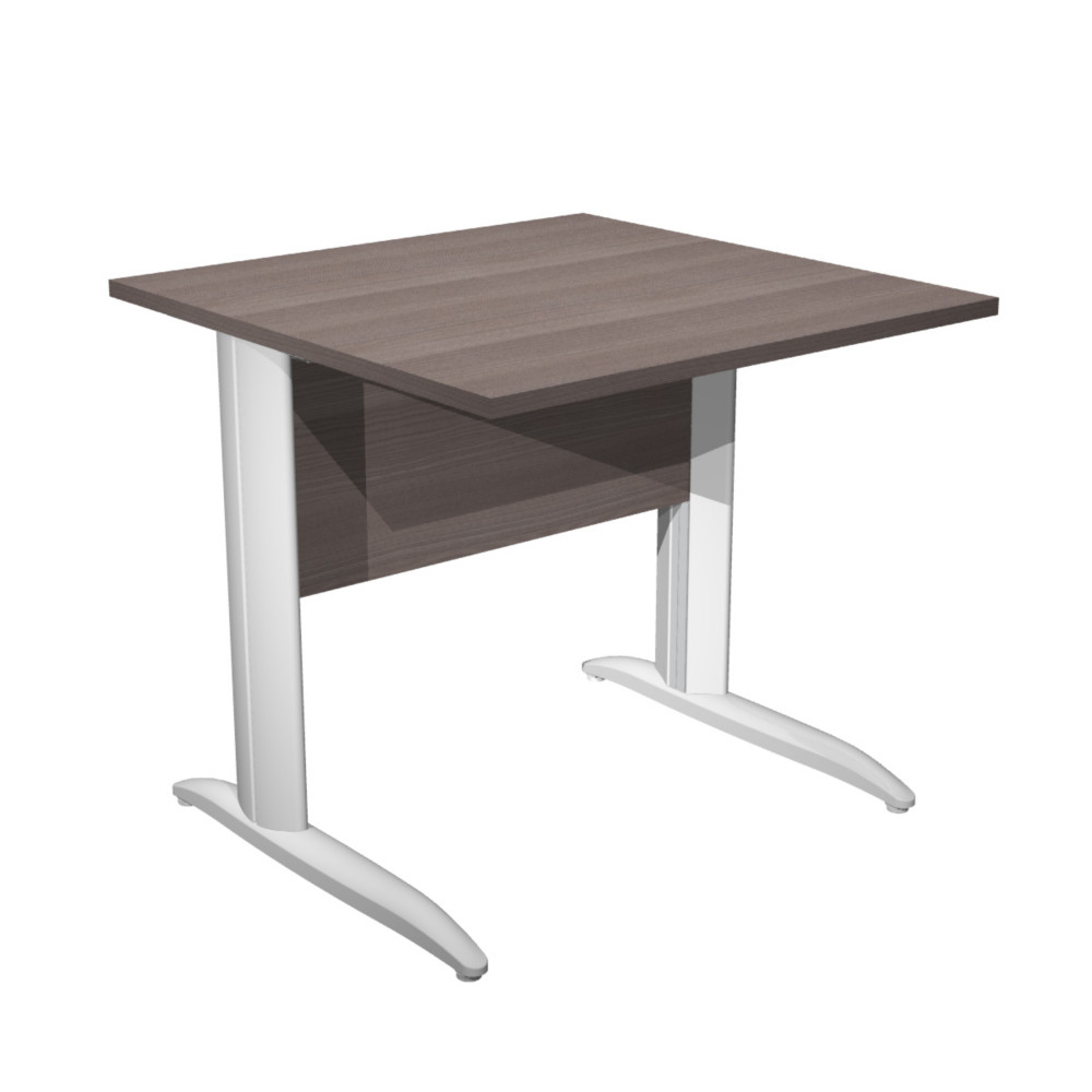 Bureau droit Pronto Mtal - L.80 x P.80 cm - Plateau Cendre - Pieds L Blanc