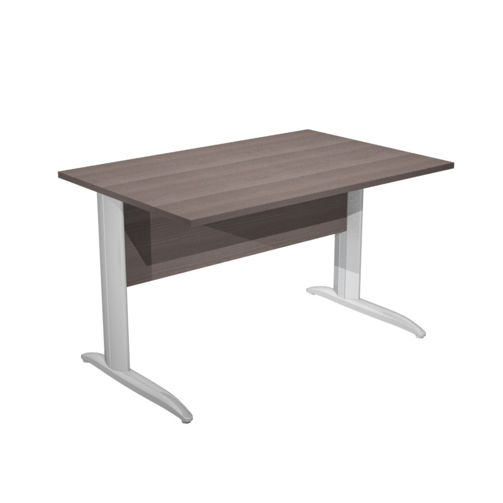 Bureau droit Pronto Mtal - L.120 x P.80 cm - Plateau Cendre - Pieds L Chrome