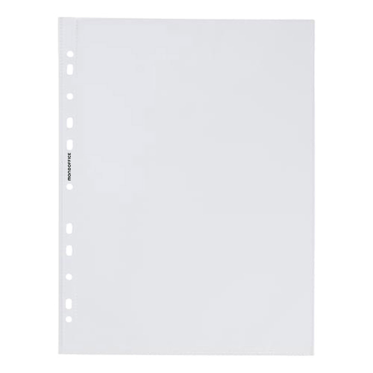 MONDOFFICE Pochettes perforées transparentes A4 polypropylène grainé 8/100 - Paquet de 50