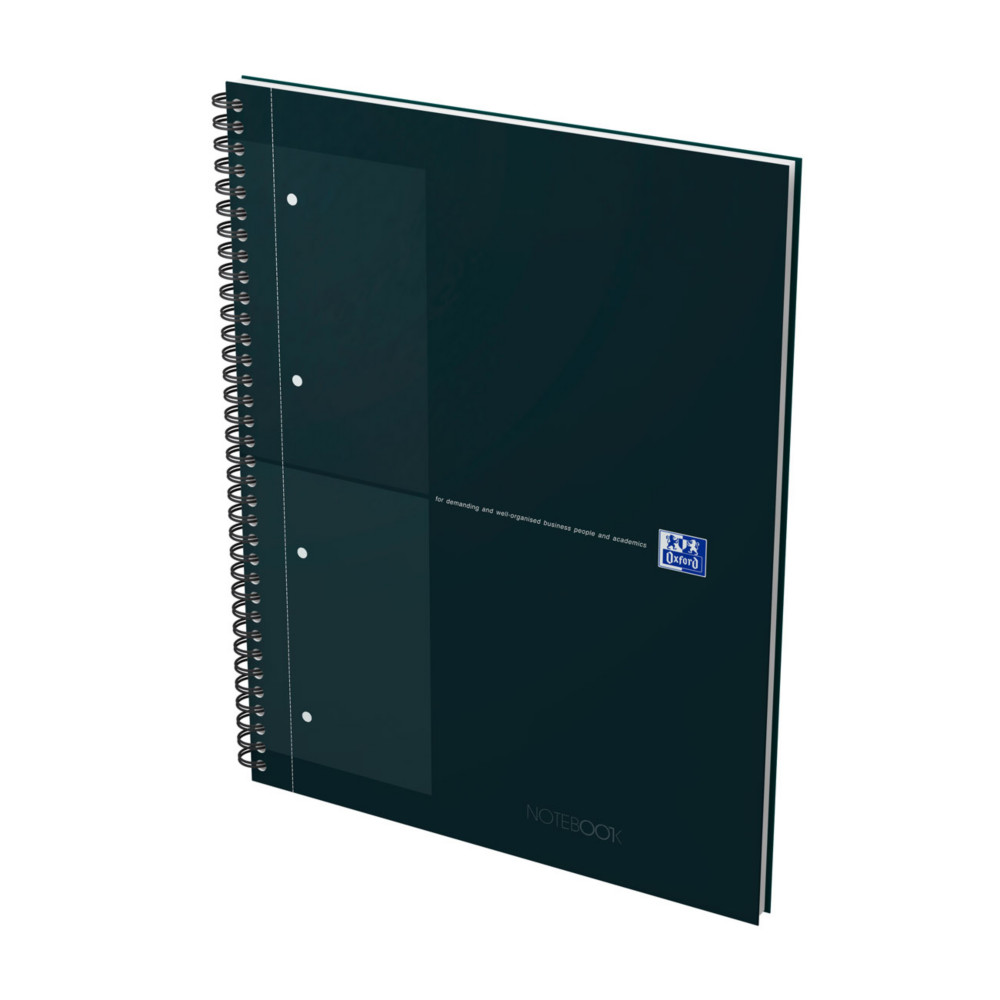 Oxford Cahier  spirale International Notebook 23 x 29,7 cm - Perfor 4 trous - Petits carreaux 5x5 - 160 pages - Noir