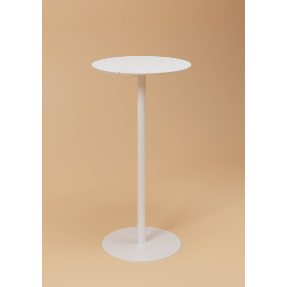 Table haute Mange debout ronde Trinquet diamtre 60 - Intrieur -Extrieur  - Plateau blanc - Pied blanc