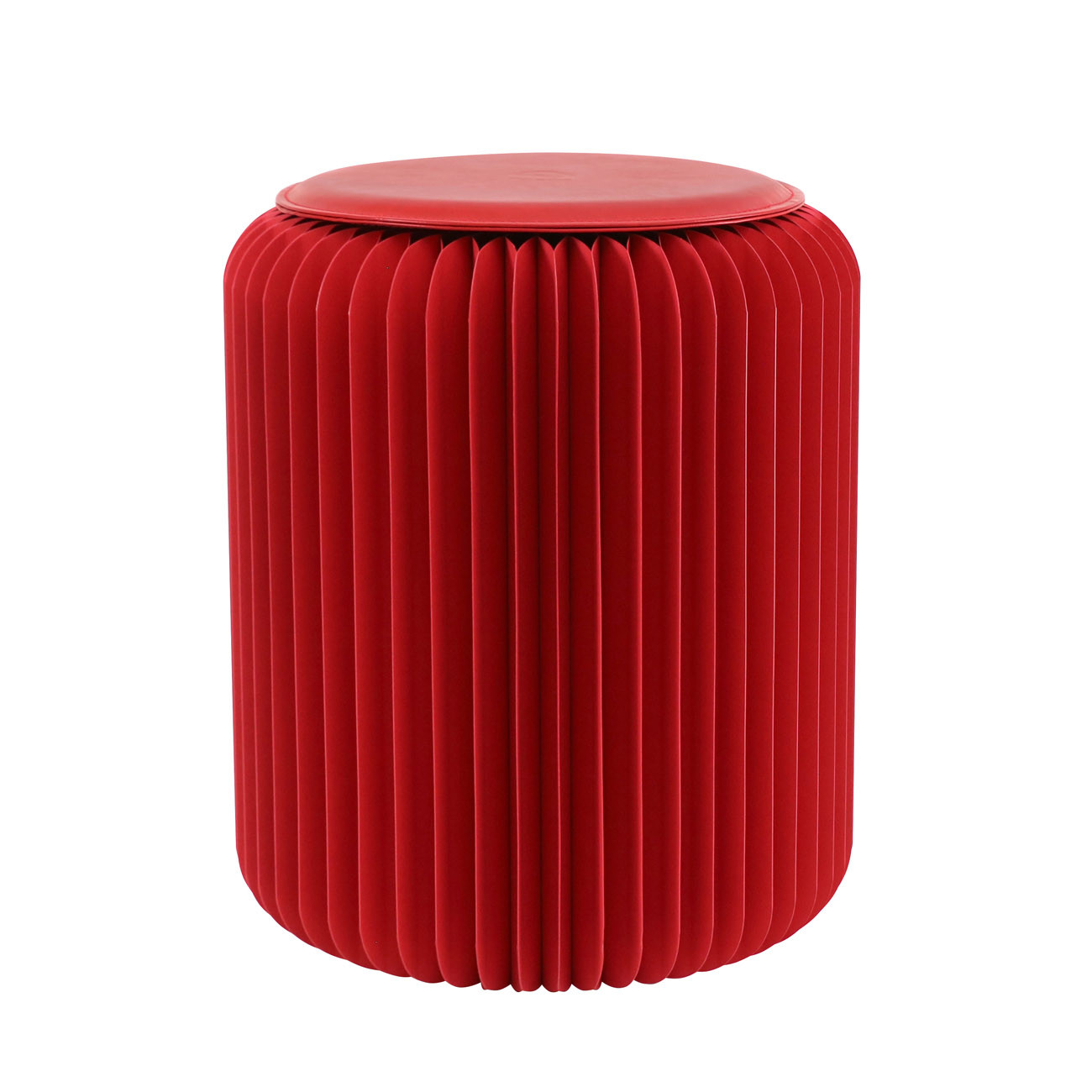 Paperflow Tabouret pliable Flexistool design accordéon H. 42 avec son coussin - Rouge