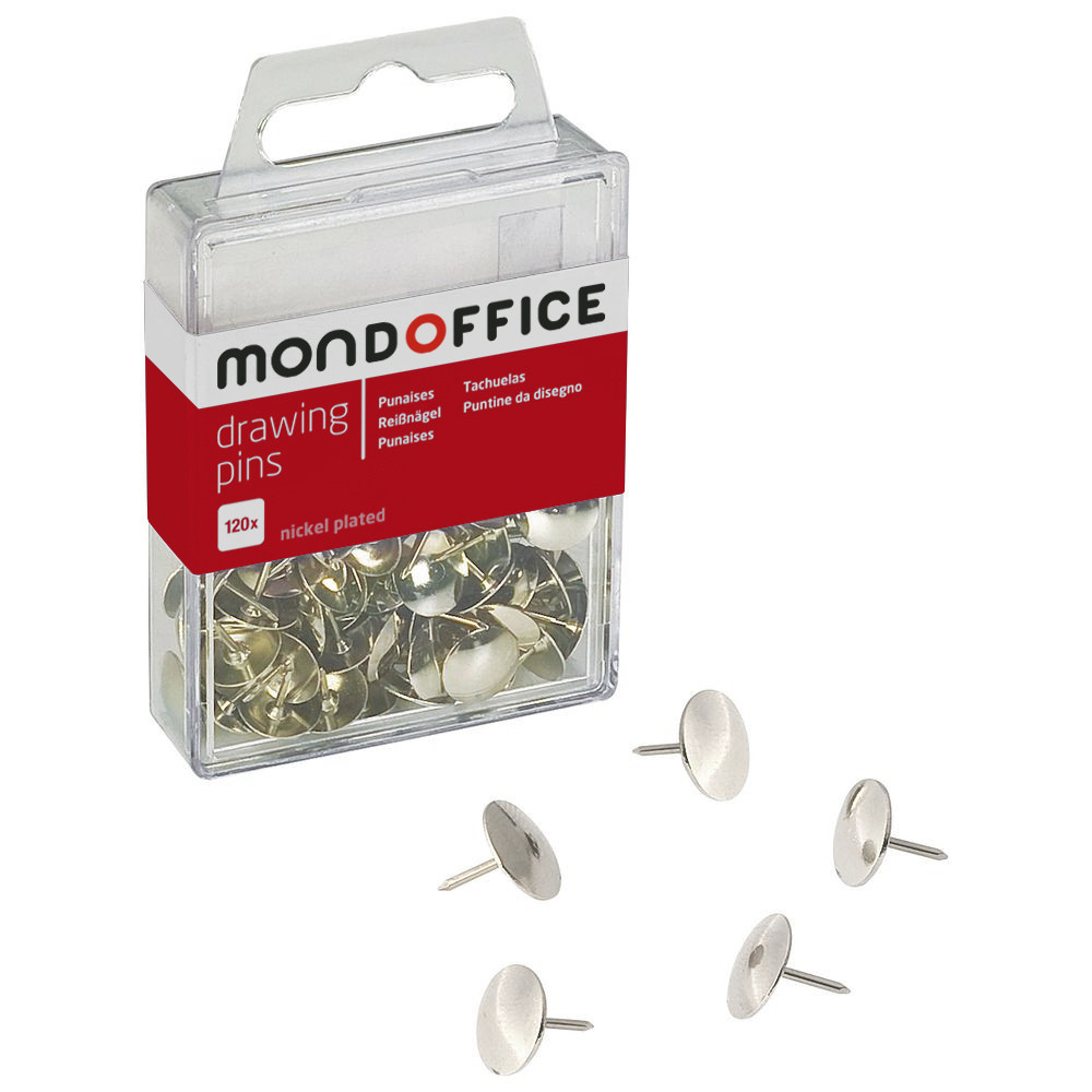 MONDOFFICE Boîte de 120 punaises - Coloris Métal